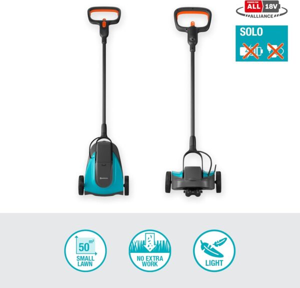 Gardena Battery Lawnmower HandyMower 22/18 V P4A Without Battery: Manual Lawnmower, for lawns up to 50 m², Adjustable Cutting Height, Mulching Function (14620-55) - Image 9