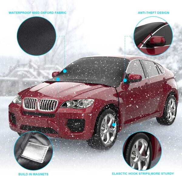 Car Windscreen Cover Frost Protector Car Windshield Cover Magnetic Snow Cover Windscreen Protector Resistant Snow Frost Ice Sun UV Dust Water, Fits Most Cars SUV, 175 * 120cm - Image 5