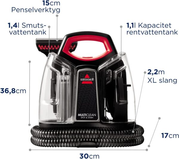 BISSELL MultiClean Spot&Stain | Multi-Surface Cleaner for Carpets, Upholstery, Stairs, and Cars | Includes Formula and Accessories | 330W, 74dB | BISSELL 4720M - Image 8