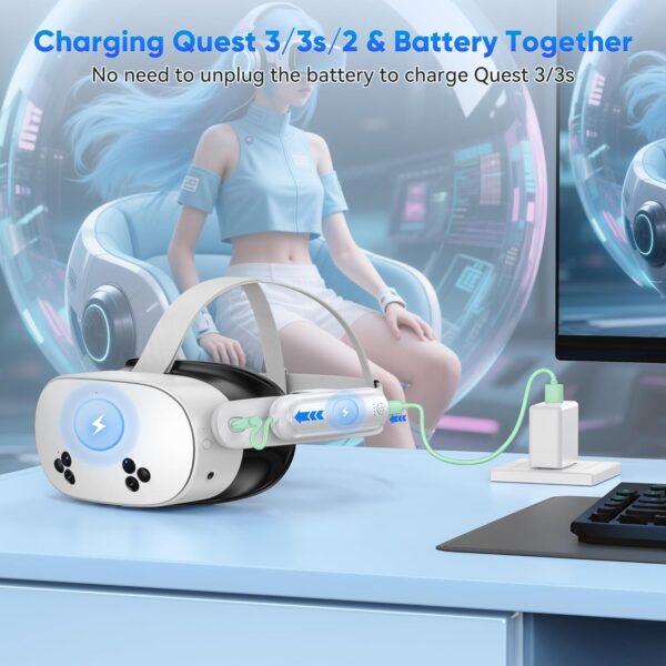 YUANHOT 2 Pack Battery Pack for Meta Quest 3S/3/2, 20000mWh 18W Fast Charging for Oculus Quest 3S/3 Accessories, Extended VR Headset, Lightweight and Portable Charger for Extra 2-4H - Image 5
