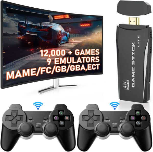 Kinhank Retro Game Stick, Super Console S2, Retro Games Console, Plug and Play, Built in 12000+ Games, 9 Classic Emulators, with 2 Wireless Controllers, 64GB - Image 2