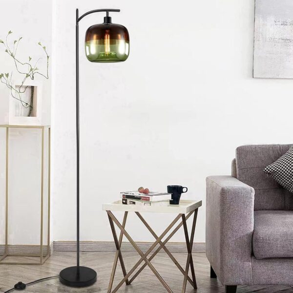 Duotone Glass Floor Lamp, Industrial LED Floor Lamps with 3Color Bulb, Farmhouse Standing Lamp Modern Tall Pole Lighting for Living Room, Bedroom, Office, Study Room (Green) - Image 5