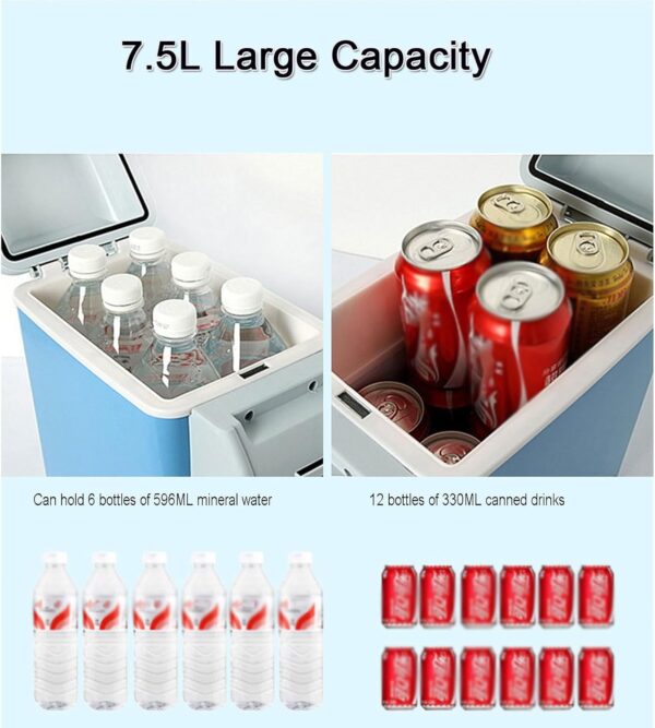 Mini Car Refrigerator for Food, Drinks, 7.5L Portable Car Fridge 12V Cooler and Warmer Small Fridge for Bedroom, Car, Office & Dorm - Image 7