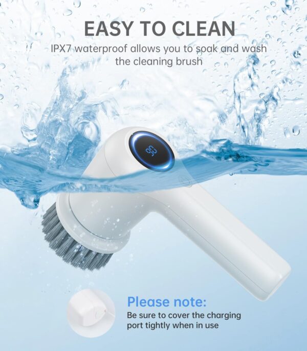 Electric Spin Scrubber, Cordless Mini Electric Cleaning Brush, Power Scrubber with LED Screen, 2 Speed Modes, 4 Brush Heads, Storage Bag for Bathroom/Tub/Kitchen/Tiles/Floors/Bathtubs - Image 6