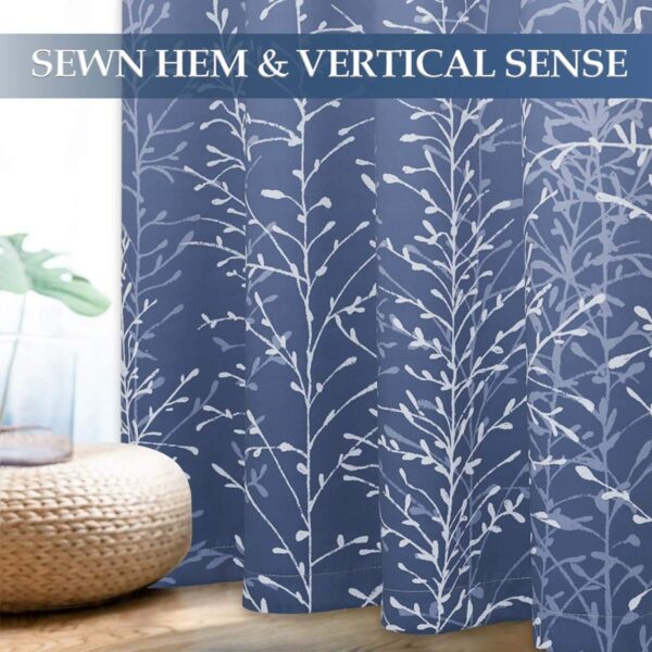 RYB HOME Blackout Curtains for Bedroom - Omber Curtains for Living Room Sunlight Block Noise Reduce Energy Efficiency Room Darkening Curtains Summer Window Decor, White and Navy, 52 x 84 inch, 2 Pcs - Image 6
