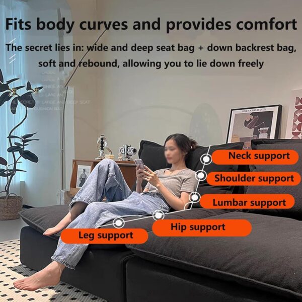Lazy Sofa Human Dog Bed Comfy Lazy Sofa Chair,Foam &Down Filling Convertible Sleeper Sofa Bed Extra Thick and Long Floor Sofa for Living Room Bedroom Dorm Salon Offi 200cm/79inch - Image 8