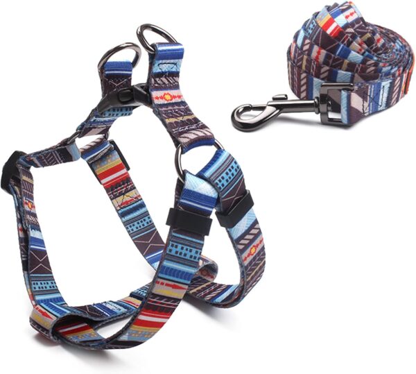 No Pull Dog Harness Breathable Adjustable Comfort, Free Lead Included,with Strong Handle Front Clip Harness, Outdoor Easy Control for Medium Small Dogs (M, BLUE) - Image 2