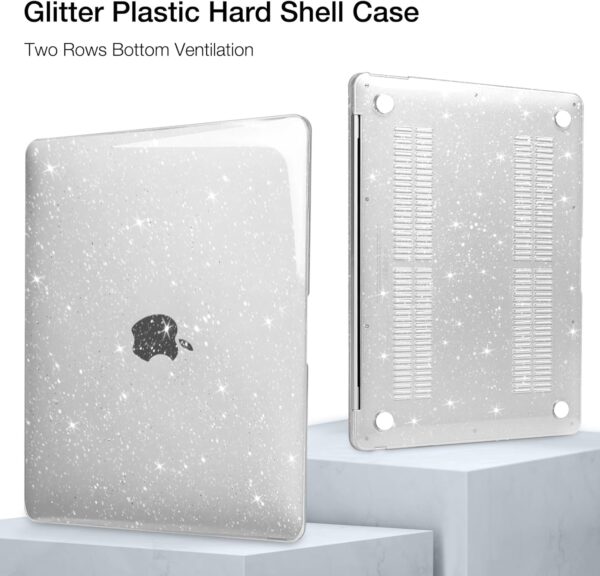 MOSISO Compatible with MacBook Air 15 inch Case 2025 2024 2023 M4 M3 M2 A3241 A3114 A2941 Chip, Sparkly Glitter Plastic Hard Shell Case&Keyboard Cover&Screen Protector&Storage Bag, Transparent - Image 4