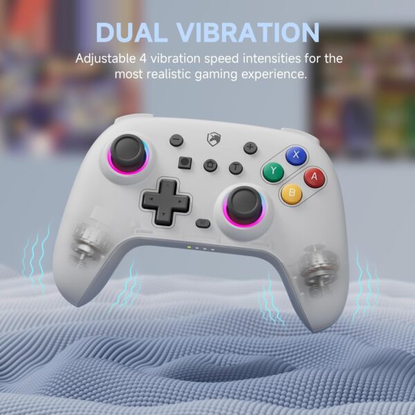 ECHTPower Switch Controller, Retro Color Wireless Switch Controller with Hall Joysticks/RGB/Macro/Turbo/Vibration, Controller Switch Pro,Compatible with Switch/OLED/PC/Adroid/iOS Grey - Image 7