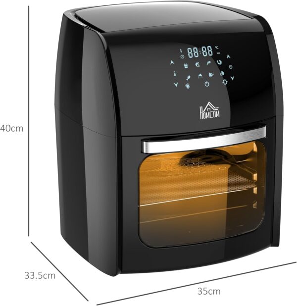 HOMCOM 12L 8 in 1 Digital Air Fryer Oven with Roast, Bake, Dehydrate, 8 Preset Modes, Rapid Air Circulation, Timer, Inner Light, Memory Function, 1800W, Dish Wash Accessory, Black - Image 6