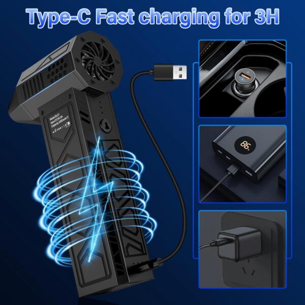 Compressed Air Duster,180000RPM Electric Air Duster,4-Gear Speed Compressed Air Cleaner for PC with LED Lighting,Air Blower Cleaner for Computer, Keyboard, Car,Outdoor BL01 - Image 8
