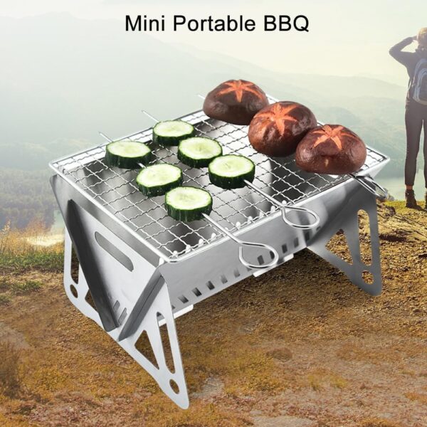 Portable Barbecue Grill, Stainless Steel Charcoal Grill Detachable Design Mini Tabletop BBQ Grill for Outdoor Barbecues Camping Traveling Picnics - Image 9