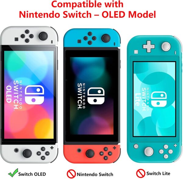 Teyomi Carrying Case Compatible with Nintendo Switch OLED Model 2021, Nintendo Switch Accessory Bundle with Case, Protective Film, Transparent Case for Nintendo Switch OLED, Case for Joy-Con Handle - Image 3