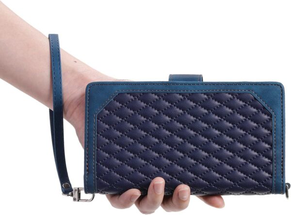 Samsung A25 5G Phone Case Zipper Pocket Flip Shockproof Leather Folio Wallet Case with 6 Card Holder Slots Stand Silicone Bumper Zip Cover for Samsung Galaxy A25 5G Case Girls Women, Blue - Image 7
