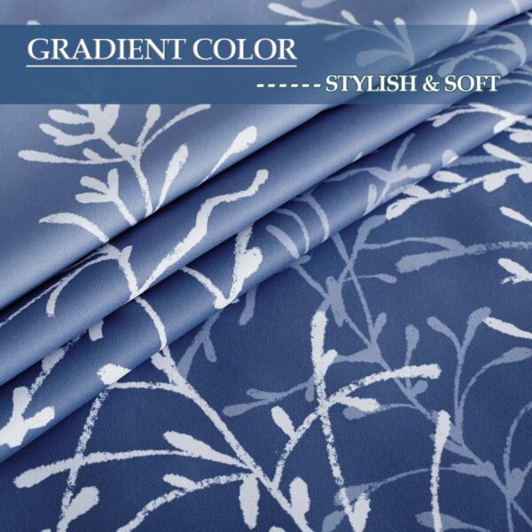 RYB HOME Blackout Curtains for Bedroom - Omber Curtains for Living Room Sunlight Block Noise Reduce Energy Efficiency Room Darkening Curtains Summer Window Decor, White and Navy, 52 x 84 inch, 2 Pcs - Image 4