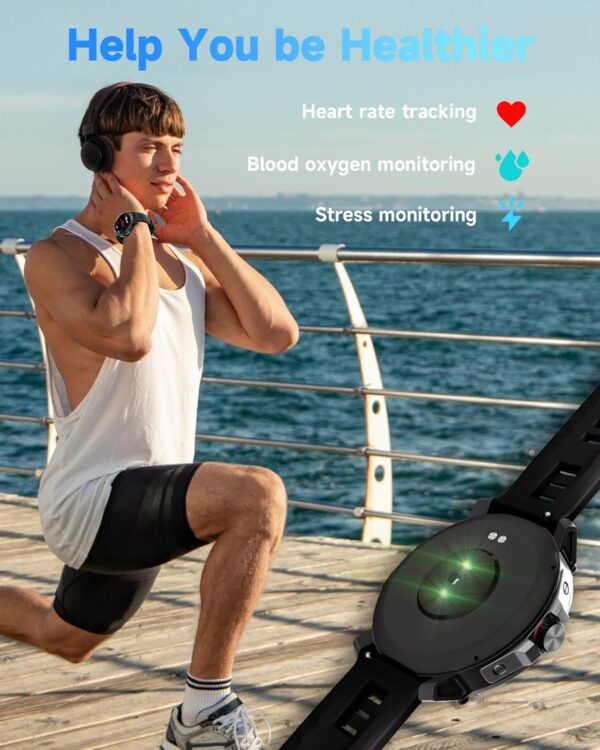 Smart Watch for Men Alexa Built-in, 46mm fitness watch, Answer/Make Calls, Heart Rate/Sleep/100 Sports/20m Waterproof, Smartwatch Compatible Android iOS - Image 4