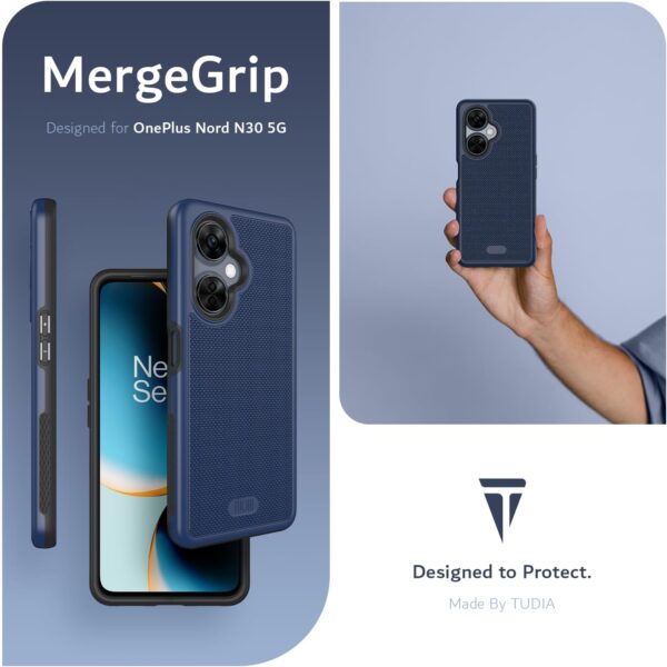 TUDIA DualShield Grip Designed for OnePlus Nord CE 3 Lite 5G Case (2023), [MergeGrip] Dual Layer Shockproof Slim Military Grade Non-Slip Tough Heavy Duty Protective Phone Case Cover (Indigo Blue) - Image 8