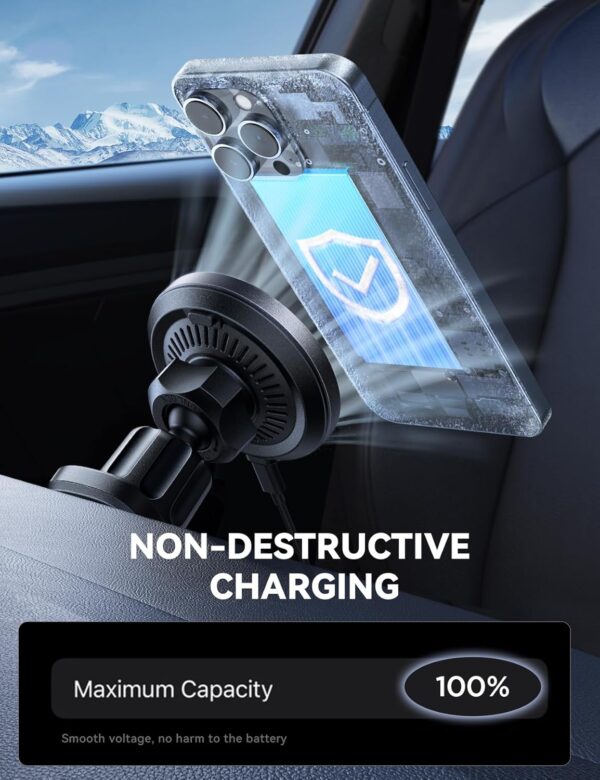 JOYROOM for Magsafe Car Mount Charger [15W Fastest Charging and Cooling Fan] Magnetic Wireless Car Charger for Air Vent, Magsafe Car Phone Holder compatible with iPhone 15/14/13/12 Series - Image 5