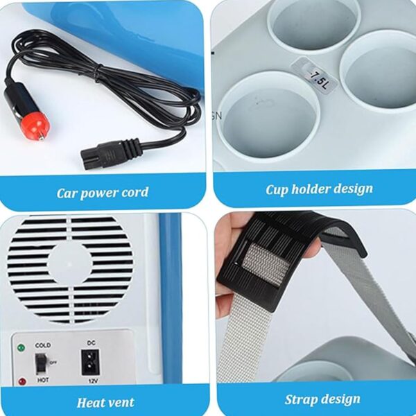 Mini Car Refrigerator for Food, Drinks, 7.5L Portable Car Fridge 12V Cooler and Warmer Small Fridge for Bedroom, Car, Office & Dorm - Image 8