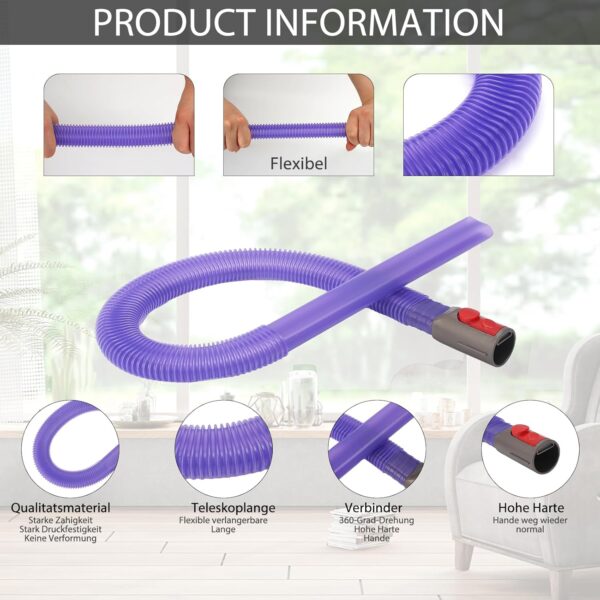 Flexible Nozzle Brush Accessory for Dyson, Crevice Tool for Dyson V15 V12 V11 V10 V8 V7 V6 Vacuum Cleaners, Tumbler Dryer Lint Vacuum Attachment, Replacement Hose Connector for Dyson - Image 4