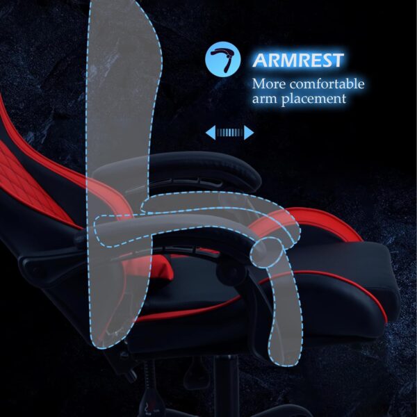 Gaming chair Office chair Swivel chair Computer chair Work chair Desk chair Ergonomic Chair Racing chair Leather chair Video game chairs (Red,lumbar pad) - Image 11