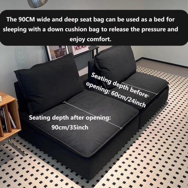 Lazy Sofa Human Dog Bed Comfy Lazy Sofa Chair,Foam &Down Filling Convertible Sleeper Sofa Bed Extra Thick and Long Floor Sofa for Living Room Bedroom Dorm Salon Offi 200cm/79inch - Image 5