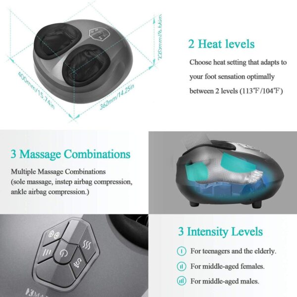 Foot Massager Machine - Shiatsu Electric Heat Kneading Massage with Rolling & Air Compression for Home & Office - Men & Women - Image 8