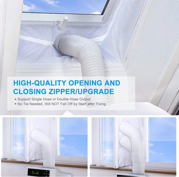 Portable Air Conditioner Window Seal Kit 500CM for Portable Air Conditioner, Zip & Adhesive Fastener, Waterproof and Wind Resistant - Image 4