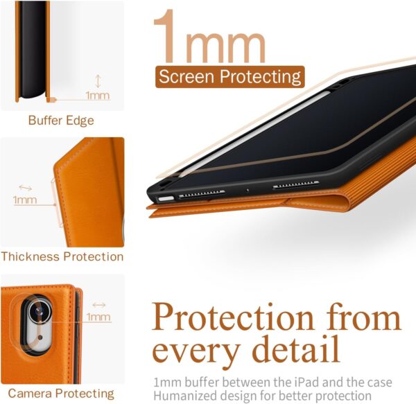 Antbox Case for iPad Air 11 inch M3 (2025) / M2 (2024), iPad Air 5th/4th Generation 10.9" Case 2022/2020 with Typing Angle Pencil Holder Auto Sleep/Wake Function Stand Cover (Orange) - Image 6