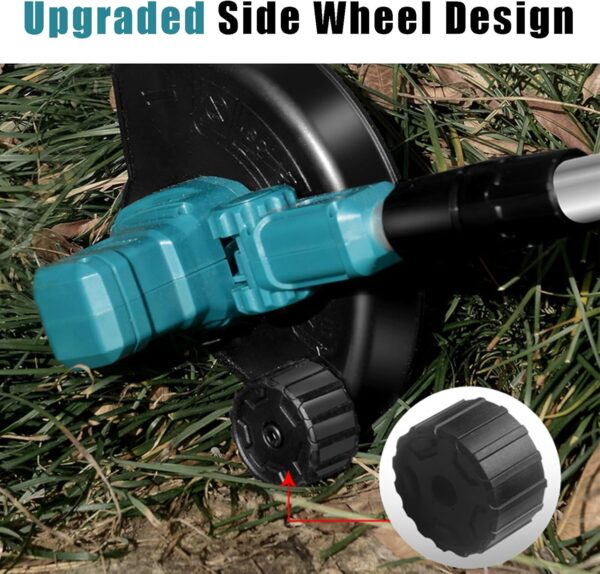 Cordless Grass Trimmer – Electric Strimmer with 115-145cm Telescopic Shaft, 3 Blade Types, 2 x 21V Batteries, Digital Display & Removable Wheels for Lawn Care & Weed Pruning - Image 5