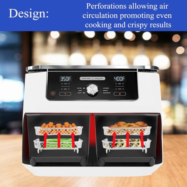 Square Air Fryer Rack Set by Magla. Compatible with Ninja Speedi 5.7L, Cosori 5.5L, Tefal 6.5L etc. Including 8 Extendable Feet and 100 Parchment Paper. Air Fryer Accessories, UK Brand - Image 7