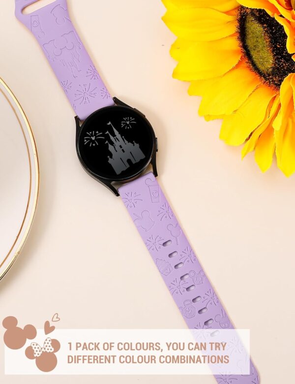 Cartoon Engraved Straps Compatible with Samsung Galaxy Watch 6/7/4/5/Active 2 40mm 44mm Women, 20mm Silicone Sport for Watch 6 Classic 43mm 47m/Watch 5 Pro 45mm/Active 2/Watch 3 41mm/Watch FE - Image 7