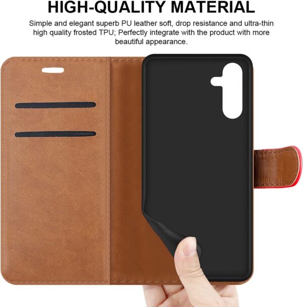 iCatchy for Samsung Galaxy A14 5G / A14 4G Case Leather Wallet Book Flip Folio Stand View Cover with Card Slots and Kickstand for Samsung Galaxy A14 Phone Cover (Red) - Image 3