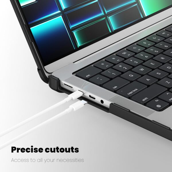TECHGEAR Case Compatible MacBook Pro 14 inch 2024/2023/2022/2021 Protective Snap-On Tough Hard Shell Cover with Kick Stand for M4 / M3 / M2 / M1 / inc Pro & Max Chips, Clear Shockproof Case, Black - Image 8