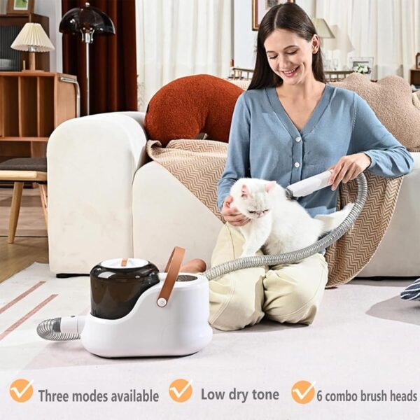 Dog Grooming Vacuum, 450W Low Noise Dog Grooming Kit with 6 Pet Hair Remover Tools And 2.5L Large Dust Cup, 11KPa Powerful Suction Ultra Quiet Safe for Cats Dogs Shedding Grooming - Image 10