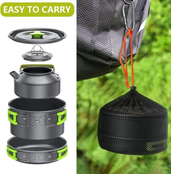aiGear Camping Cookware Kit/12 in 1 Outdoor Camping Cooking Set | Portable Lightweight Aluminum | for 1 to 2 People Outdoor Camping Hiking Picnic - Image 7