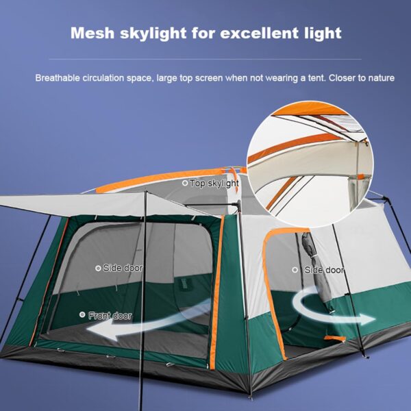 Camping Tents 8-12 Person Family Cabin Tent with 2 Room Weatherproof Instant Cabin Shelter with Rainfly & Carry Bag for Backpacking Hiking Car Traveling - Image 6