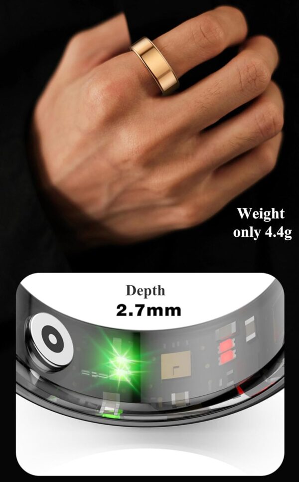 Smart Ring, IP68 Smart Ring for Women Men w/Sleep Heart Rate Blood Pressure Oxygen Monitor Waterproof Fitness Tracker Pedometer Calories Step Counter Bluetooth Health Ring, Silver #10 - Image 10