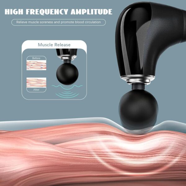 Massage Gun with U-Shaped Extension Handle, 10MM Massage Gun Deep Tissue with 4 Massage Heads & 5 Speed Levels for Home Office Workout Full Body Muscle Massage Relax, Gift for Men Women - Image 3