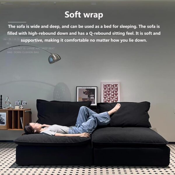 Lazy Sofa Human Dog Bed Comfy Lazy Sofa Chair,Foam &Down Filling Convertible Sleeper Sofa Bed Extra Thick and Long Floor Sofa for Living Room Bedroom Dorm Salon Offi 200cm/79inch - Image 6