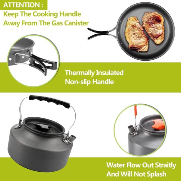 aiGear Camping Cookware Kit/12 in 1 Outdoor Camping Cooking Set | Portable Lightweight Aluminum | for 1 to 2 People Outdoor Camping Hiking Picnic - Image 6