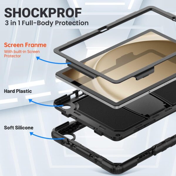 for Samsung Galaxy Tab A9 Plus / A9+ Case 11 Inch 2023 (SM-X210/X216/X218), Full-body Shockproof Cover with Screen Protector, Folding Stand for Samsung A9 Plus Tablet, Black - Image 4