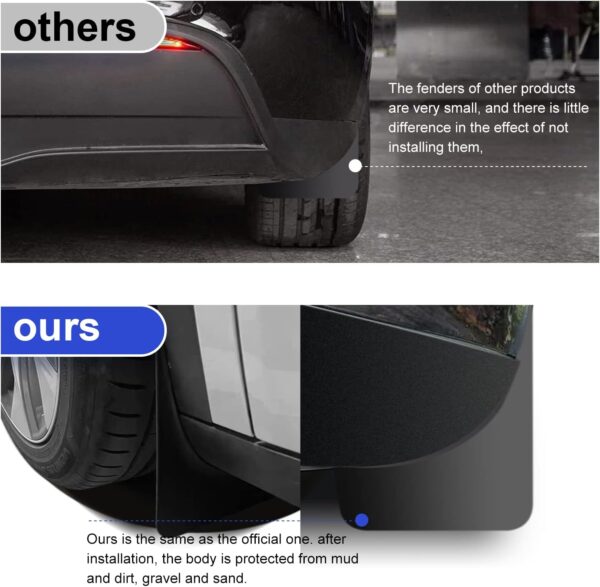 4Pcs for Tesla Model 3 Mud Flaps Accessories Splash Guards Tire Mud Flap,Mudguard No Drilling Required Mudflaps 2017-2023 - Image 4