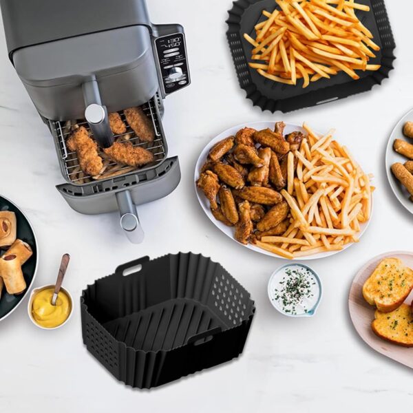Ziyero Air Fryer Silicone Liner for Ninja Double Stack XL 9.5L SL400UK, Perforated Air Fryer Liners Reusable, Air Fryer Accessories for Ninja Double Stack Vertical Dual Drawer Airfryer (2 PCS) - Image 7