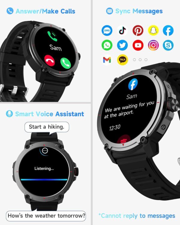 Smart Watch for Men Alexa Built-in, 46mm fitness watch, Answer/Make Calls, Heart Rate/Sleep/100 Sports/20m Waterproof, Smartwatch Compatible Android iOS - Image 3