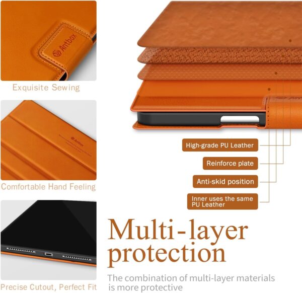 Antbox Case for iPad Air 11 inch M3 (2025) / M2 (2024), iPad Air 5th/4th Generation 10.9" Case 2022/2020 with Typing Angle Pencil Holder Auto Sleep/Wake Function Stand Cover (Orange) - Image 8