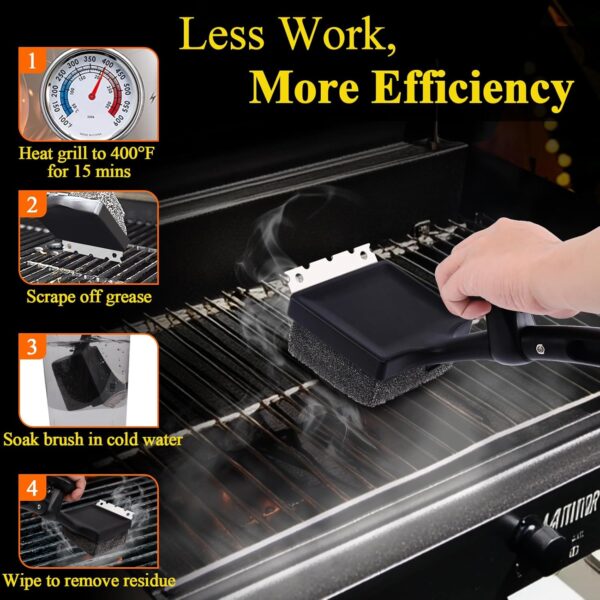 Grill Brush with Scraper,Bristle Free 18.8" Steam Cleaning BBQ Brush for Outdoor Grills, Heat-Resistant Kevlar Replaceable Head, Grill Accessories Perfect BBQ Gifts for Men/Dad - Image 5