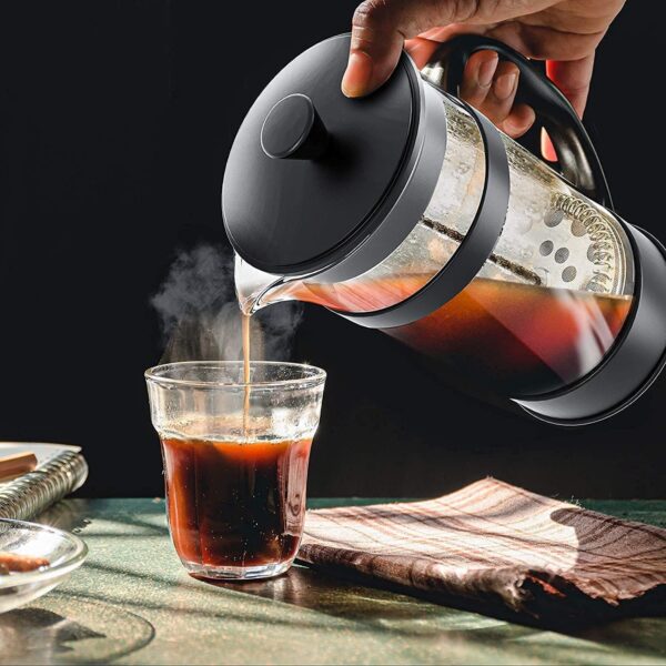 KICHLY 8 Cup French Press Coffee Maker and Tea Maker 1.0L Cafetiere with Heat Resistant Borosilicate Glass (1.0Ltr, 8 Cups, Black, Pack of 1) - Image 8