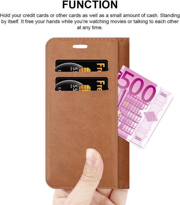 iCatchy for Samsung Galaxy A14 5G / A14 4G Case Leather Wallet Book Flip Folio Stand View Cover with Card Slots and Kickstand for Samsung Galaxy A14 Phone Cover (Red) - Image 4