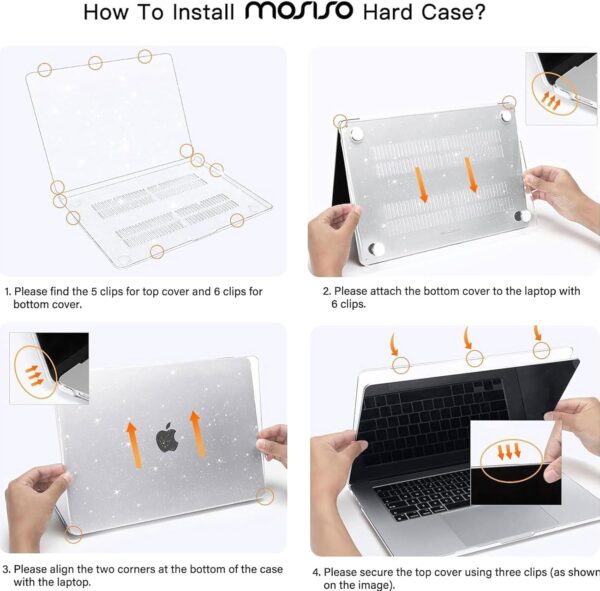 MOSISO Compatible with MacBook Air 15 inch Case 2025 2024 2023 M4 M3 M2 A3241 A3114 A2941 Chip, Sparkly Glitter Plastic Hard Shell Case&Keyboard Cover&Screen Protector&Storage Bag, Transparent - Image 8